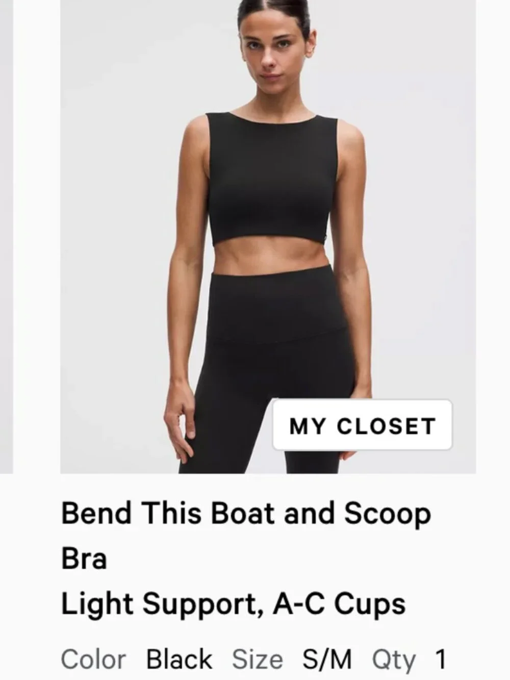 Lululemon Bend This Boat and Scoop Bra Light Support, A-C Cups BLACK
